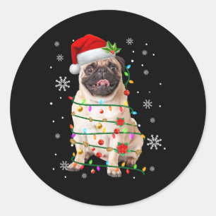 Adesivo Papais noeis Pug Natal Luzes Xmas Cachorros Macaco