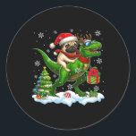 Adesivo Papais noeis Pug Riding Reindeer T-rex Crianças de<br><div class="desc">Papais noeis Pug Riding Reindeer T-rex natalinos Toddler</div>