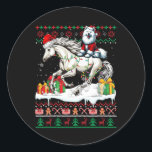 Adesivo Papais noeis Samoyed Cavalo Cavalo Vendido<br><div class="desc">Papais noeis Samoyed Cavalo Cavaleiro Vendido Proprietário do Suéter de Natal</div>
