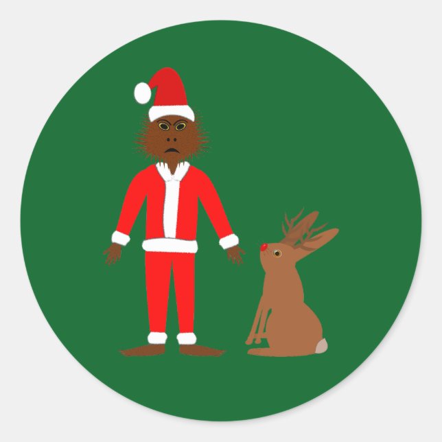 Adesivo Papais noeis Sasquatch e Jackalope Christmas (Frente)