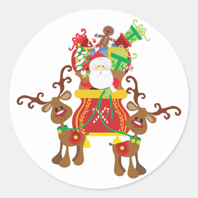 Adesivo Papais noeis Sleigh E Reindeer Sticker (Frente)