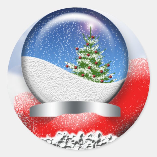 Adesivo Papais noeis Snowglobe Cartões de natal Personaliz (Frente)