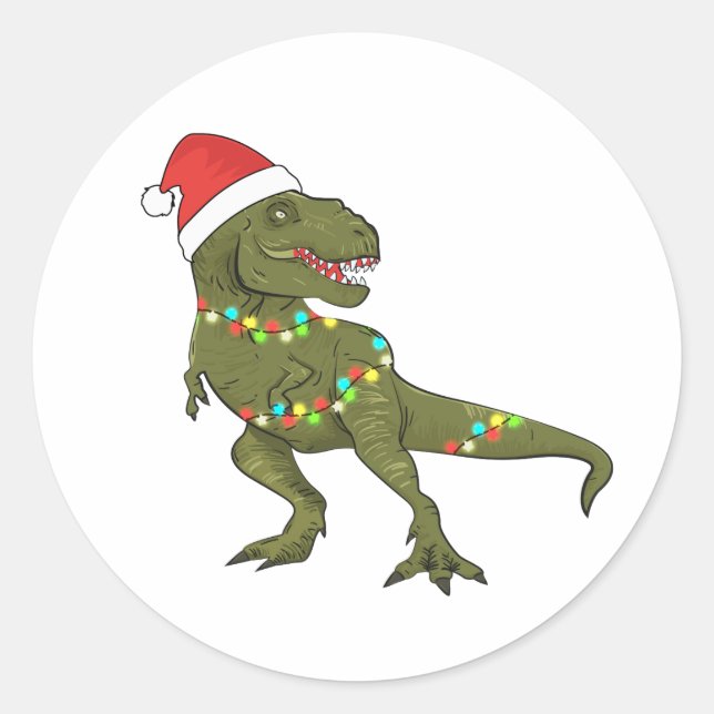 Adesivo Papais noeis T-Rex do Dinossauro do Natal Xmas (Frente)