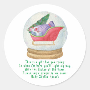 Adesivo Papais noeis trenós. Rótulo da vela de oração