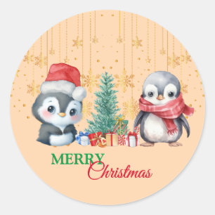 Adesivo Papais noeis Vermelhos Pinguins Feliz Festa de Nat