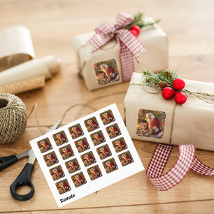 Adesivo Papais noeis Vintage sob luzes Douradas Lareira