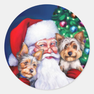 Adesivo Papais noeis Yorkies no Natal