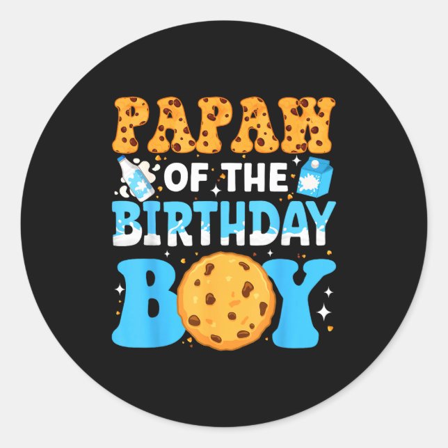 Adesivo Papaw Of The Birthday Boy Milk And Cookies 1st Bir (Frente)