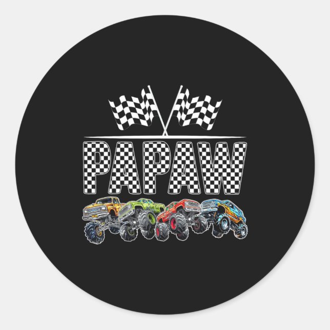 Adesivo Papaw Retro Monster Truck Family Birthday Matching (Frente)