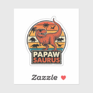Adesivo Papawsaurus Design Vetorial Réptil Retro Pôr do So