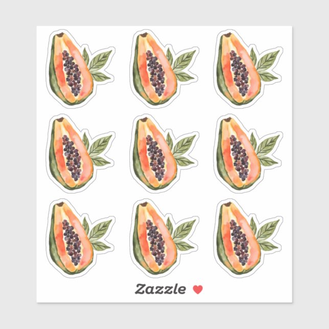 Adesivo Papaya Fruta Watercolor (Folha)