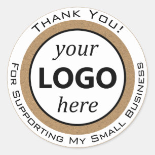 Adesivo Papel Brown Rustic Kraft Obrigado Seu Logotipo Aqu
