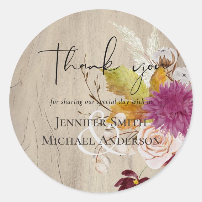 Adesivo PAPEL Cinnamon Casamento Fall Florals (Frente)