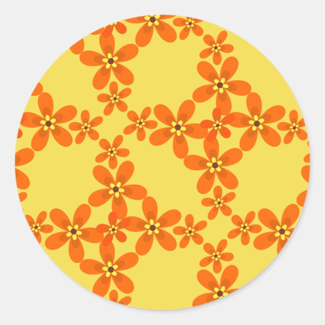 Adesivo papel de parede retrô laranja 1970 (Frente)