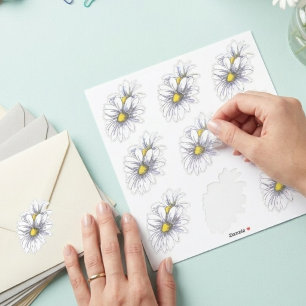 Adesivo Papel de Presente de Margarida de Aquarela Floral 
