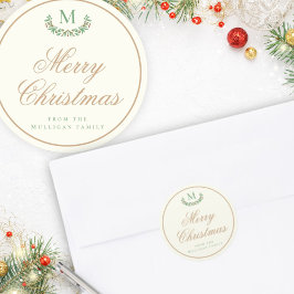 Adesivo Papel de presente elegante com monograma de Natal