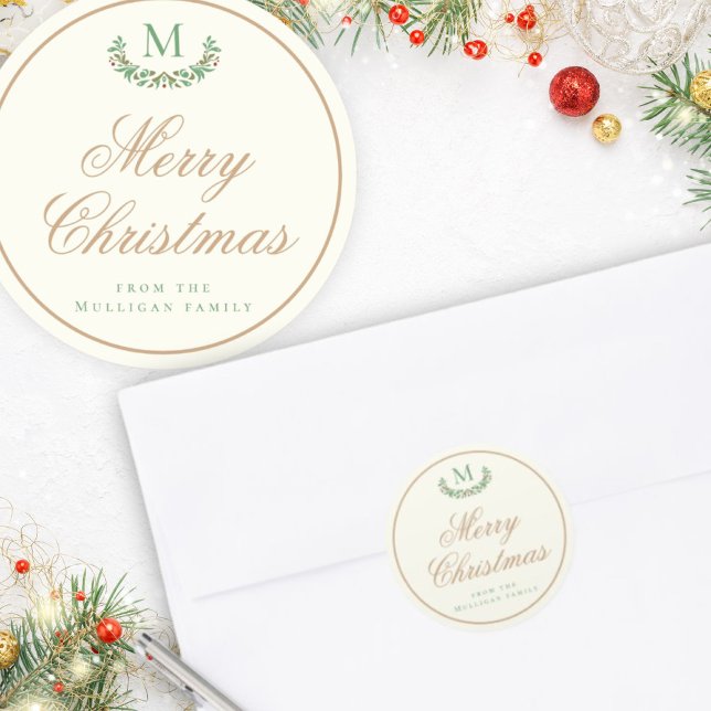 Adesivo Papel de presente elegante com monograma de Natal (Criador carregado)