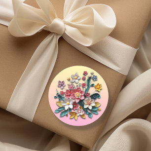 Adesivo Papel Floral Quilling Flores Rosa e Amarela