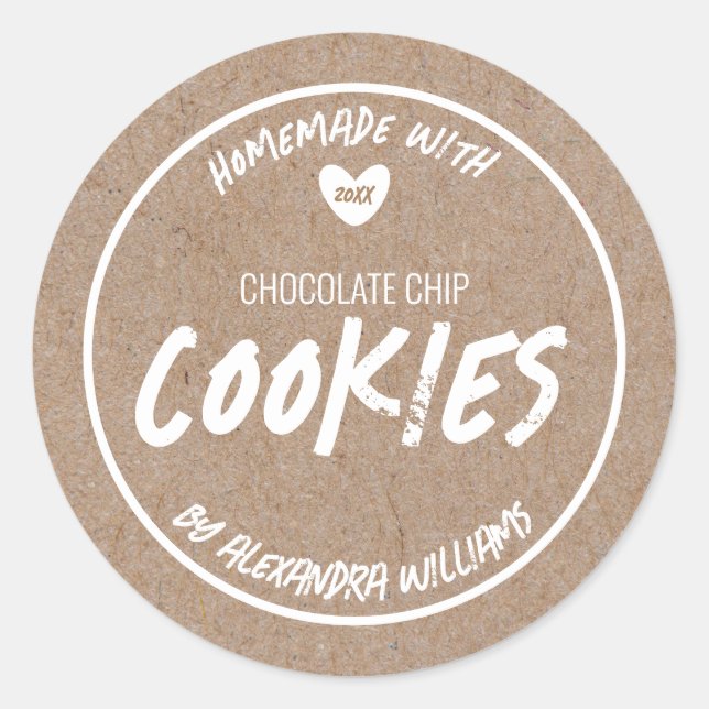 Adesivo Papel Kraft Caseiro Com Amor (Frente)