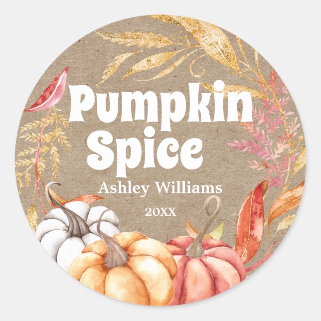 Adesivo Papel Kraft de outono de Pumpkin Spice Autumn (Frente)