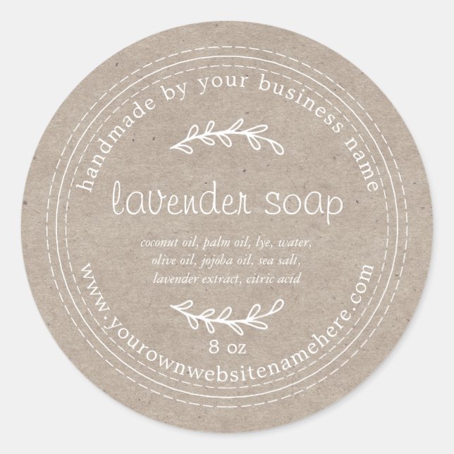 Adesivo Papel Kraft de sabão de Lavanda artesanal (Frente)
