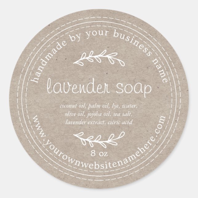 Adesivo Papel Kraft de sabão de Lavanda artesanal (Frente)