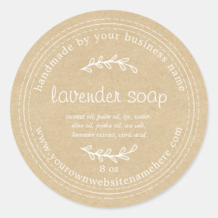 Adesivo Papel Kraft de sabão de Lavanda artesanal