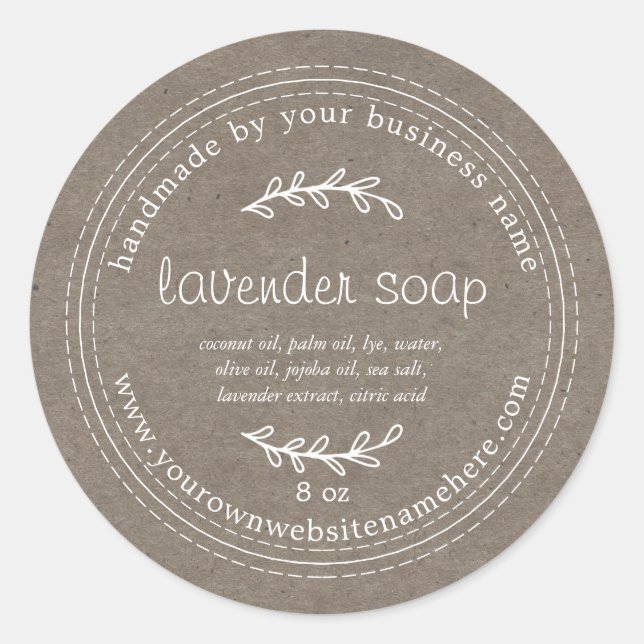 Adesivo Papel Kraft de sabão de Lavanda artesanal (Frente)
