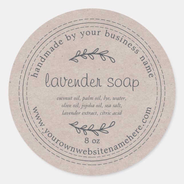 Adesivo Papel Kraft de sabão de Lavanda artesanal (Frente)