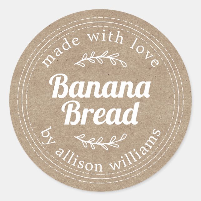 Adesivo Papel Kraft Pão de Banana Casado Russo (Frente)