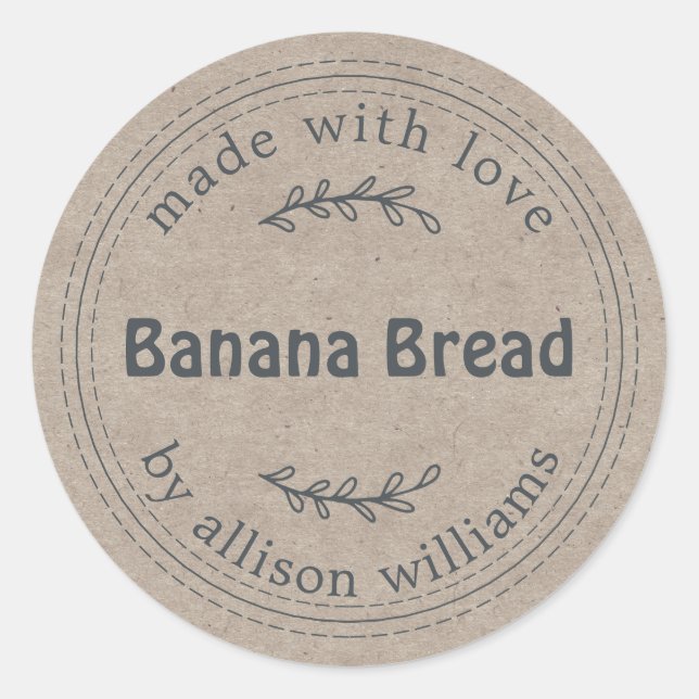 Adesivo Papel Kraft Pão de Banana Casado Russo (Frente)