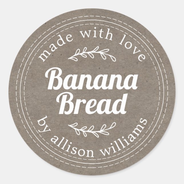 Adesivo Papel Kraft Pão de Banana Casado Russo (Frente)