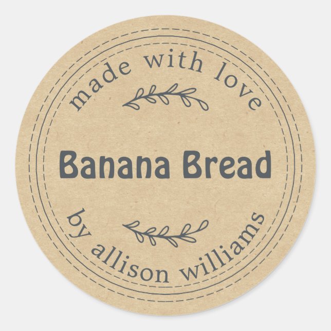Adesivo Papel Kraft Pão de Banana Casado Russo (Frente)