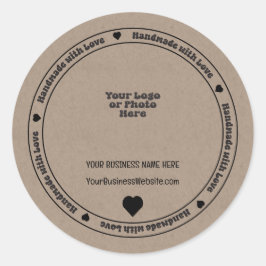 Adesivo Papel Kraft para Negócios Feito à Mão com Amor 