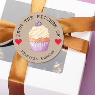 Adesivo Papel Kraft Rústico Da Cozinha De  Cupcakes 