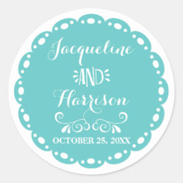 Adesivo Papel Picado Envelope Selo Aqua Fiesta Wedding