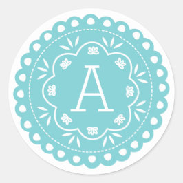 Adesivo Papel Picado Monograma - Azul