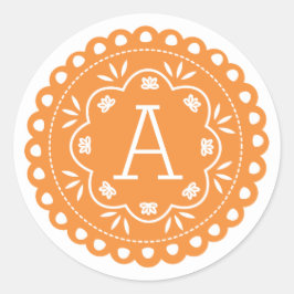 Adesivo Papel Picado Monogramas Stickers - Orange