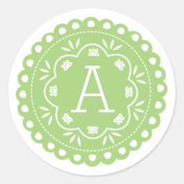 Adesivo Papel Picado Monogramas Stickers - Verde