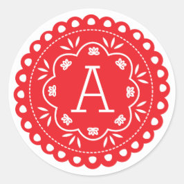 Adesivo Papel Picado Monogramas Stickers - Vermelho