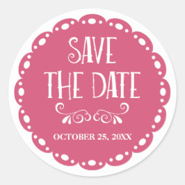 Adesivo Papel Picado Salve a Data Orange Fiesta Wedding