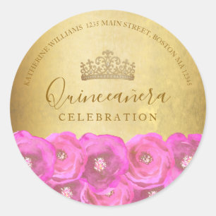 Adesivo Papel timbrado Floral Rosa-pink para Quinceañera e