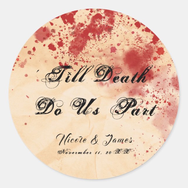 Adesivo Papel Vintage Sangrento Halloween Casamento Gótico (Frente)