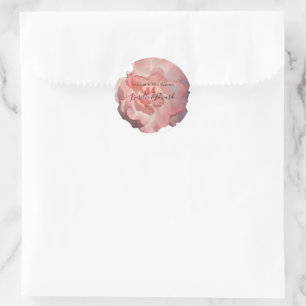 Adesivo Papelaria de Casamento Floral Rosa Coral Romântica