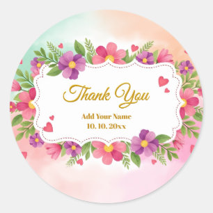 Adesivo Papelaria Floral Lírio Graça Agradecimento em Aqua
