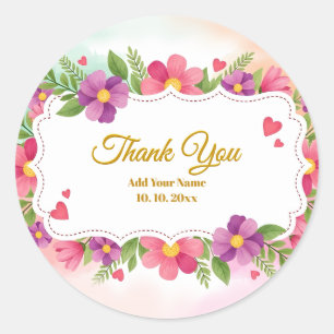 Adesivo Papelaria Floral Lírio Graça Agradecimento em Aqua