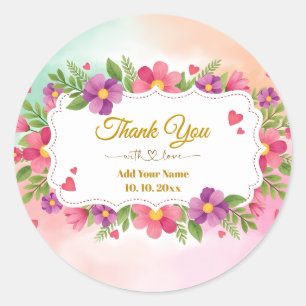 Adesivo Papelaria Floral Lírio Graça Aquarela Obrigado
