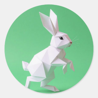 Adesivo Paper work of rabbit in green world