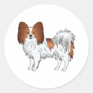 Adesivo Papillon de pelagem vermelha e branca desenho anim