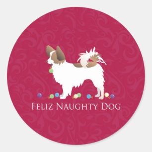 Adesivo Papillon Feliz Naughty Dog Natal